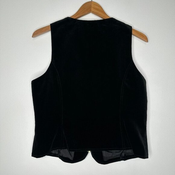 Studio Jax Black Vest Velvet Full Zip Minimalist Y2K Cotton Canada Size 12 - Picture 2 of 9